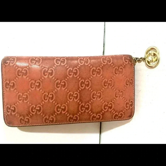 vintage pink guccssimsa leather wallet